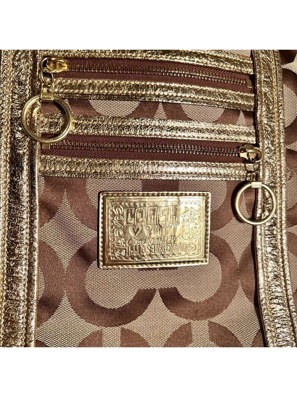 Coach Poppy Tote Large Gold Khaki - Picture 5 of 15